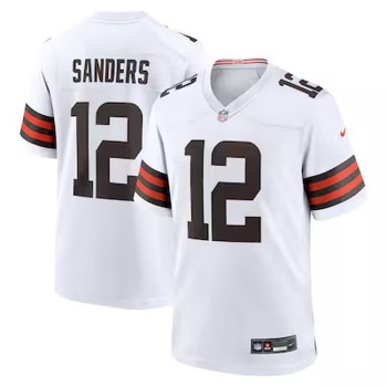 Men's Cleveland Browns #12 Shedeur Sanders Nike White 2025 NFL Draft Game Jersey
