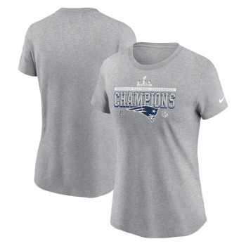 Women's New England Patriots Nike Heather Gray 2025 AFC Champions Locker Room Trophy Collection T-Shirt