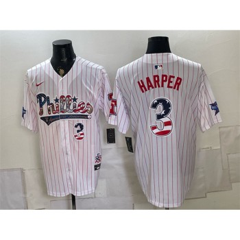 Men's Philadelphia Phillies #3 Bryce Harper White 2026 All-Star & USA 250 Fourth of July Home Jersey