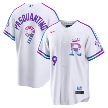 Men's Kansas City Royals #9 Vinnie Pasquantino White 2026 City Connect Stitched Jersey Men's Kansas City Royals #9 Vinnie Pasquantino White 2026 City Connect Stitched Jersey