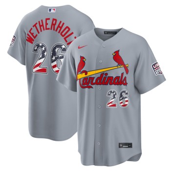 Youth St. Louis Cardinals #26 JJ Wetherholt Nike Gray USA 250 Fourth of July Road Stadium Jersey Youth St. Louis Cardinals #26 JJ Wetherholt Nike Gray USA 250 Fourth of July Road Stadium Jersey