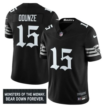 Men's Chicago Bears #15 Rome Odunze Black 'Gothic Monsters Edition' Vapor F.U.S.E. Limited Jersey Men's Chicago Bears #15 Rome Odunze Black 'Gothic Monsters Edition' Vapor F.U.S.E. Limited Jersey