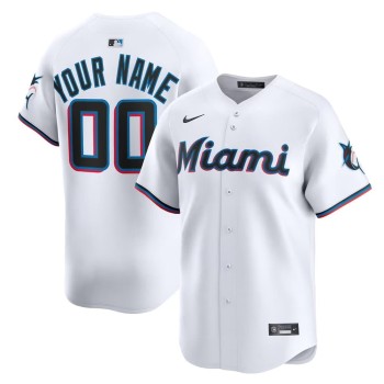 Men's Miami Marlins White Home Limited Custom Jersey
