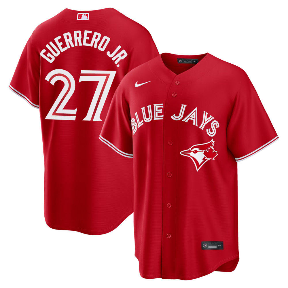 Men's Toronto Blue Jays #27 Vladimir Guerrero Jr. Nike Red Canada Day Replica Jersey Men's Toronto Blue Jays #27 Vladimir Guerrero Jr. Nike Red Canada Day Replica Jersey