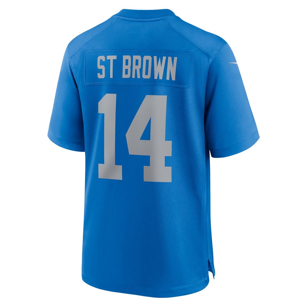 Men's Detroit Lions #14 Amon-Ra St.Brown Blue Alternate Game Jersey