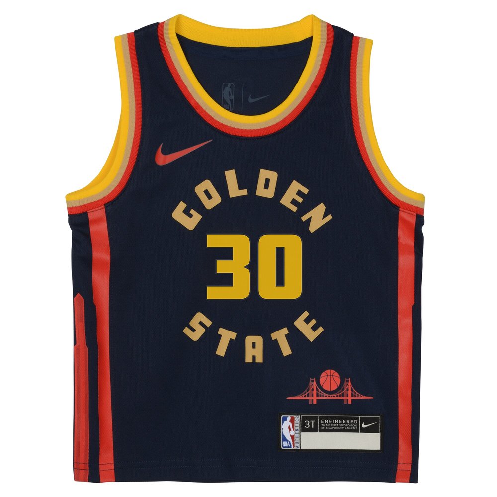 Toddler Golden State Warriors #30 Stephen Curry Navy 2024/25 Swingman Player City Edition Jersey