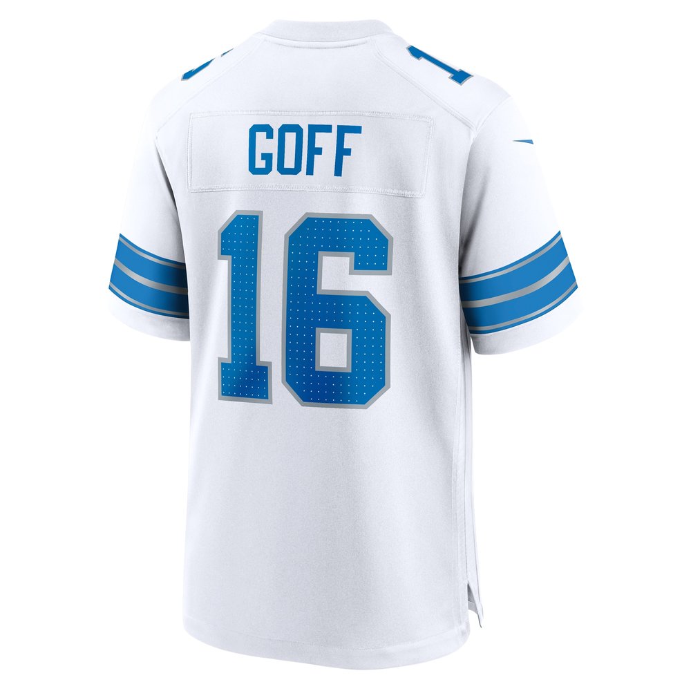 Men's Detroit Lions #16 Jared Goff White Game Jersey