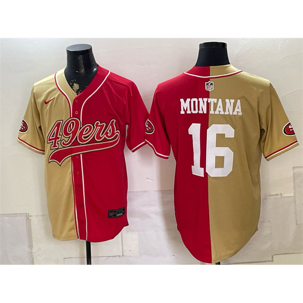 Youth San Francisco 49ers #16 Joe Montana Red Split Stitched Jersey