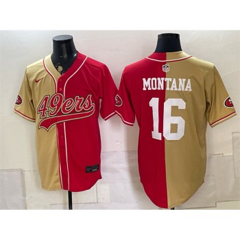 Youth San Francisco 49ers #16 Joe Montana Red Split Stitched Jersey