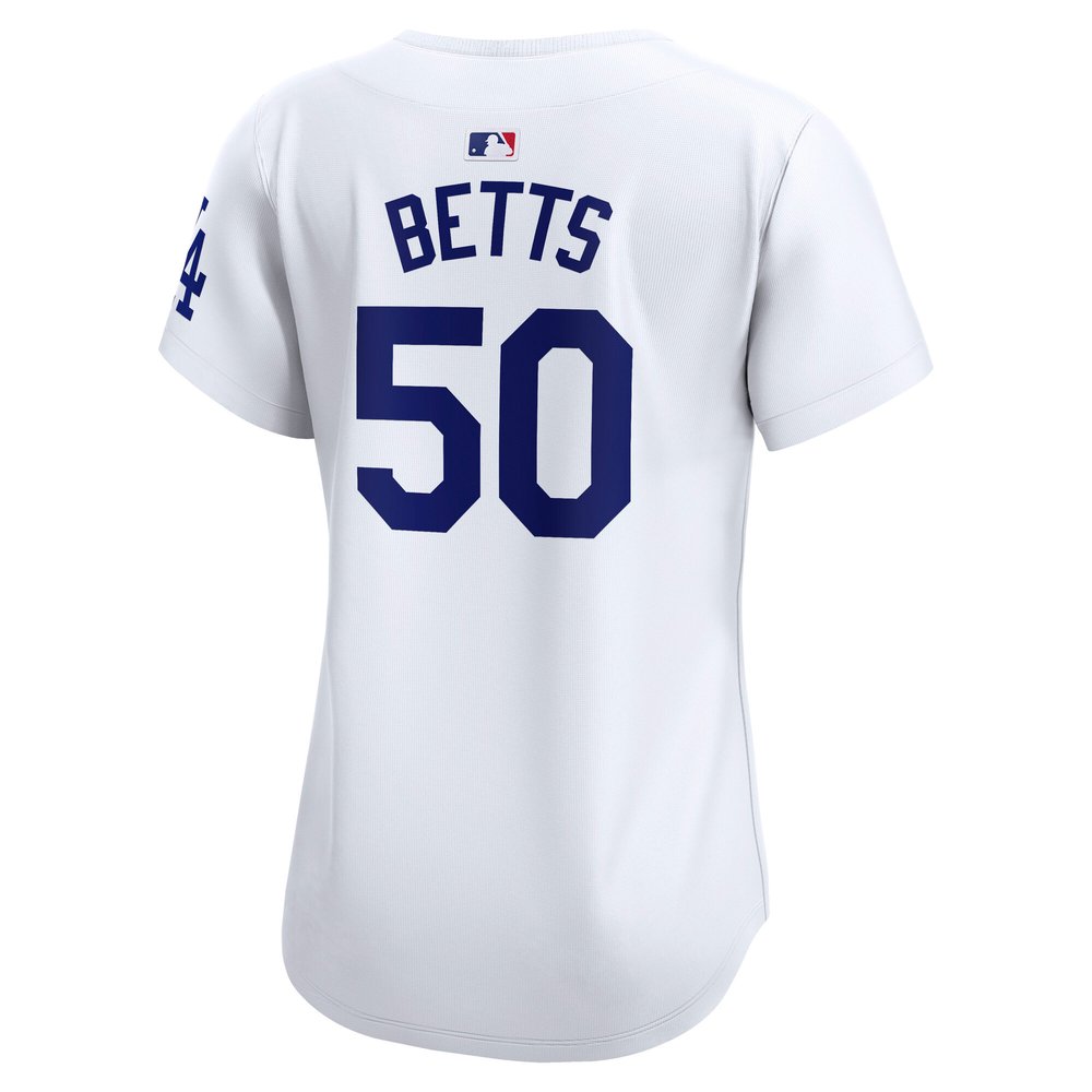 Women's Los Angeles Dodgers #50 Mookie Betts White 2024 World Series Home Limited Player Jersey Women's Los Angeles Dodgers #50 Mookie Betts White 2024 World Series Home Limited Player Jersey