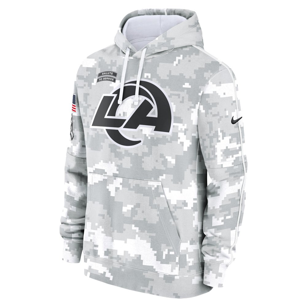Men's Los Angeles Rams Arctic Camo 2024 Salute to Service Club Fleece Pullover Hoodie Men's Los Angeles Rams Arctic Camo 2024 Salute to Service Club Fleece Pullover Hoodie