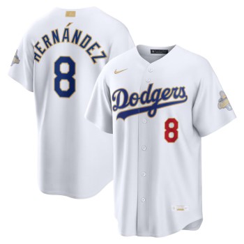 Men's Los Angeles Dodgers #8 Enrique Hernandez Nike White 2026 Gold Collection Stadium Jersey Men's Los Angeles Dodgers #8 Enrique Hernandez Nike White 2026 Gold Collection Stadium Jersey
