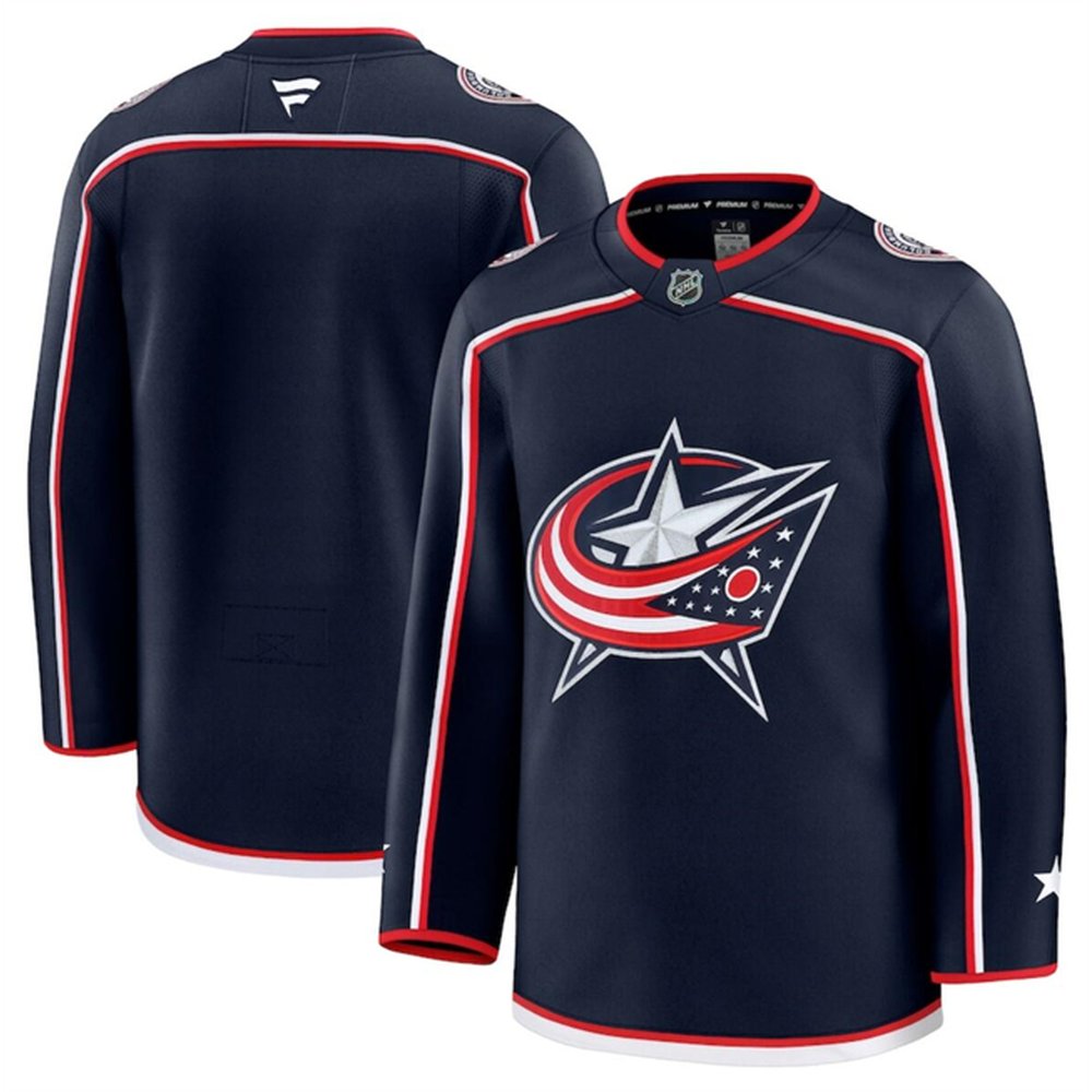 Men's Columbus Blue Jackets Blank Navy 2024-25 Home Stitched Hockey Premium Jersey