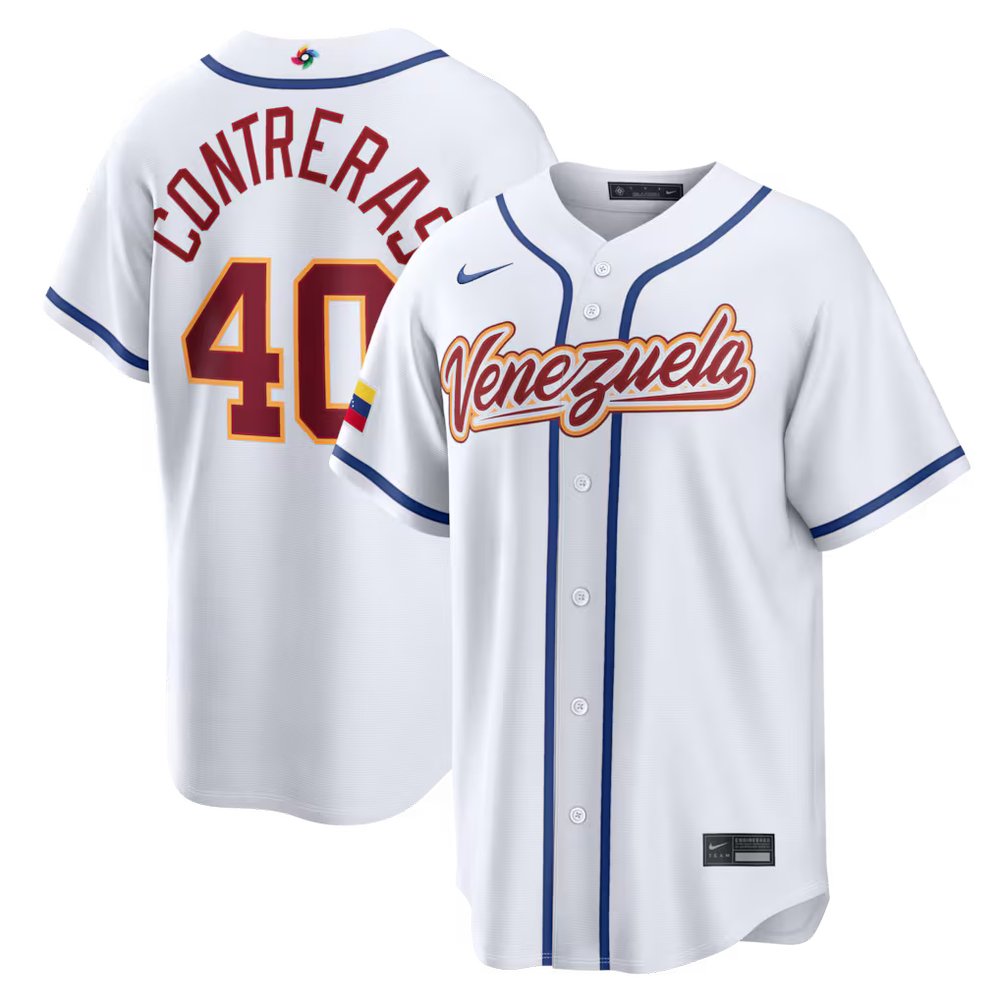Men's Venezuela Baseball #40 Willson Contreras White 2026 World Baseball Classic Home Stadium Jersey Men's Venezuela Baseball #40 Willson Contreras White 2026 World Baseball Classic Home Stadium Jersey