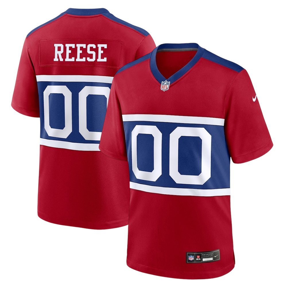 Men's New York Giants Arvell Reese Red 2026 NFL Draft Game Jersey Men's New York Giants Arvell Reese Red 2026 NFL Draft Game Jersey