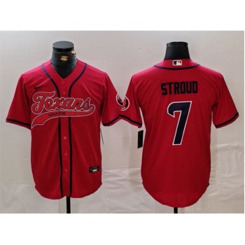 Men's Houston Texans #7 C.J. Stroud Red With Patch Cool Base Stitched Baseball Jersey