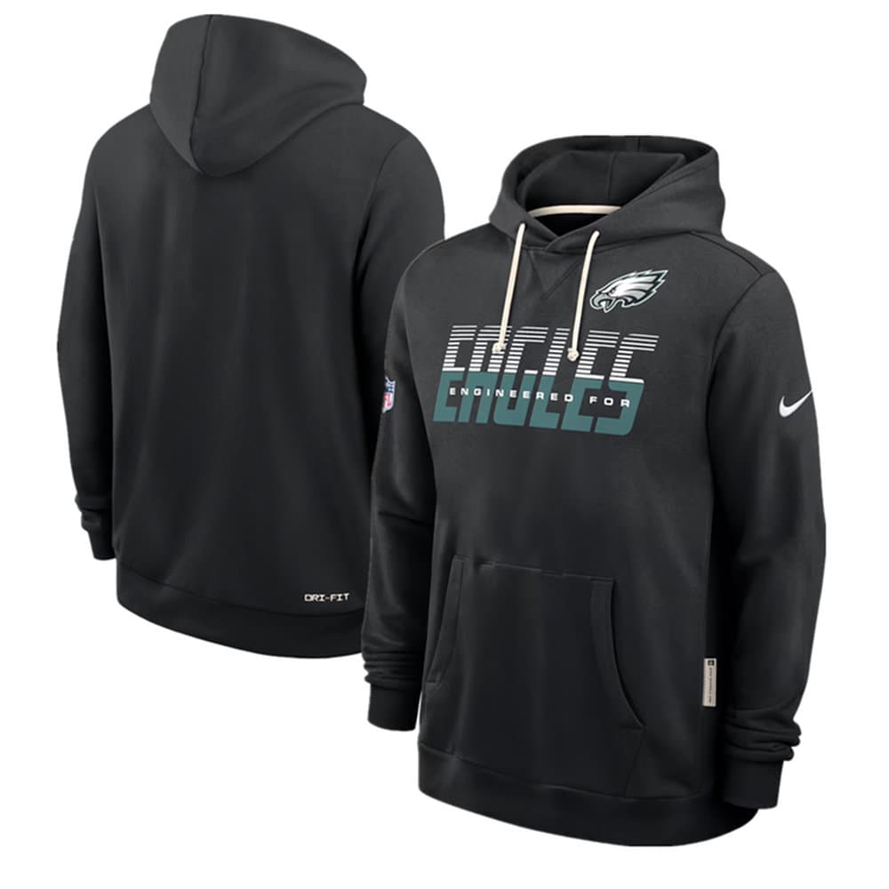 Men's Philadelphia Eagles Black Sideline Standard Issue Top Prospect Dri-FIT Hoodie Men's Philadelphia Eagles Black Sideline Standard Issue Top Prospect Dri-FIT Hoodie