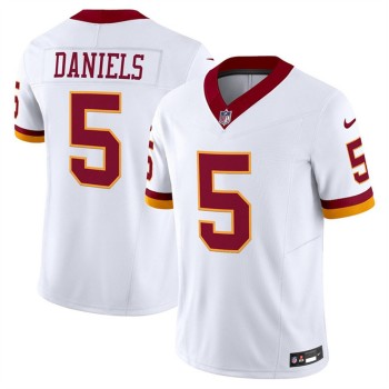 Men's Washington Commanders #5 Jayden Daniels White 2025 F.U.S.E. Throwback Vapor Limited Stitched Football Jersey