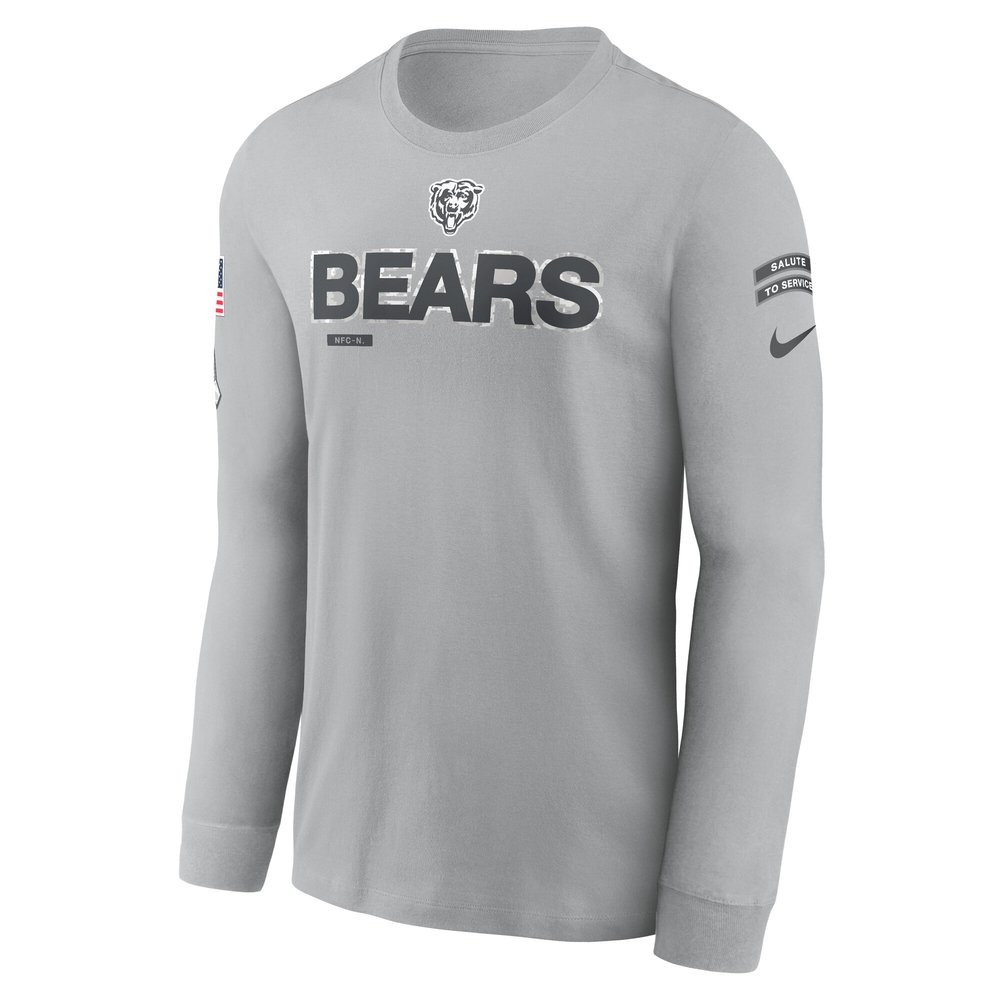 Men's Chicago Bears Gray 2024 Salute To Service Long Sleeve T-Shirt Men's Chicago Bears Gray 2024 Salute To Service Long Sleeve T-Shirt