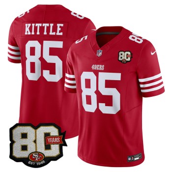 Men's San Francisco 49ers #85 George Kittle Red 80 Anniversary Vapor F.U.S.E. Limited Jersey
