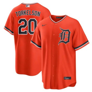 Men's Detroit Tigers #20 Spencer Torkelson Orange Cool Base Stitched Jersey Men's Detroit Tigers #20 Spencer Torkelson Orange Cool Base Stitched Jersey