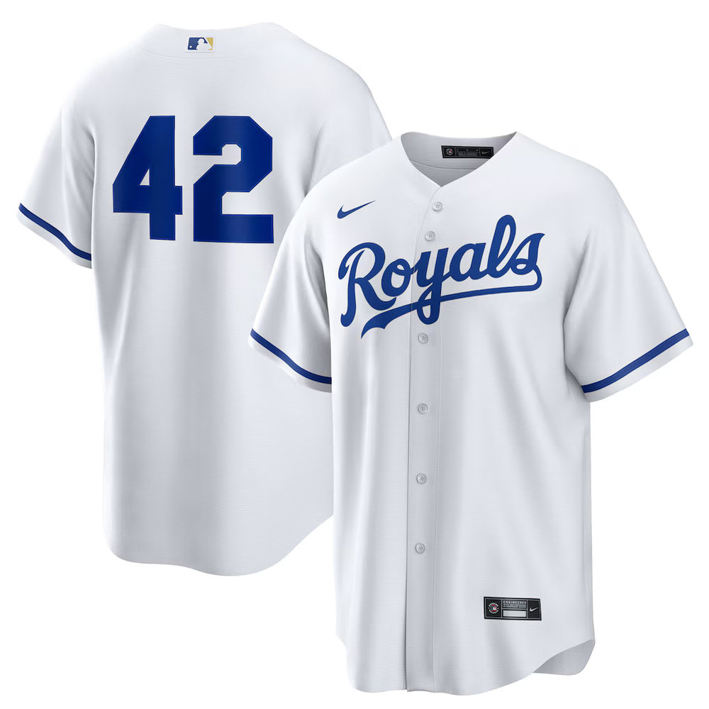 Men's Kansas City Royals #42 Jackie Robinson Nike White Home 2025 Jackie Robinson Day Replica Jersey Men's Kansas City Royals #42 Jackie Robinson Nike White Home 2025 Jackie Robinson Day Replica Jersey