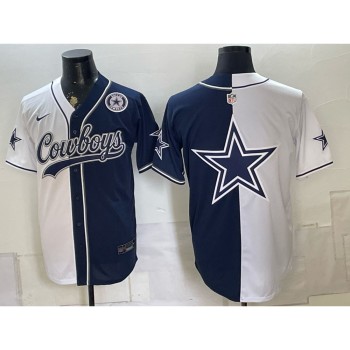 Men's Dallas Cowboys Navy Split Cool Base Stitched Baseball Jersey