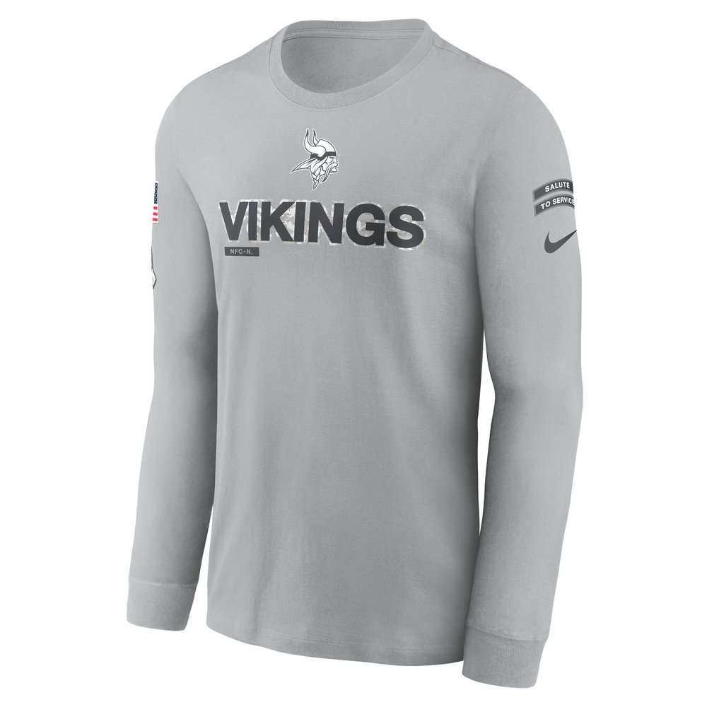 Men's Minnesota Vikings Gray 2024 Salute To Service Long Sleeve T-Shirt