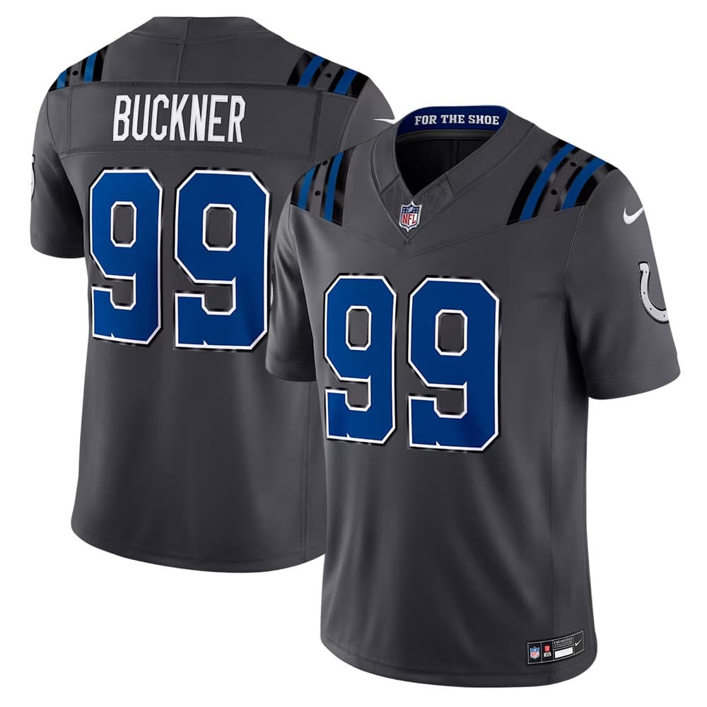 Men's Indianapolis Colts #99 DeForest Buckner Charcoal 2026 Rivalries Collection Vapor F.U.S.E. Limited Jersey Men's Indianapolis Colts #99 DeForest Buckner Charcoal 2026 Rivalries Collection Vapor F.U.S.E. Limited Jersey
