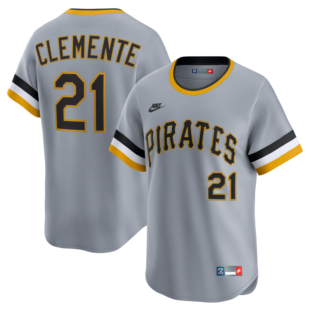 Men's Pittsburgh Pirates #21 Roberto Clemente Nike Gray Throwback Cooperstown Collection Limited Jersey