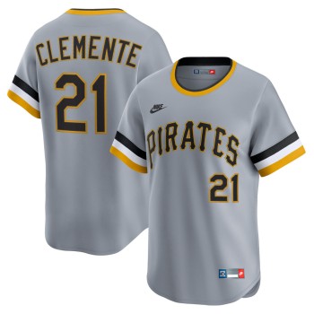 Men's Pittsburgh Pirates #21 Roberto Clemente Nike Gray Throwback Cooperstown Collection Limited Jersey Men's Pittsburgh Pirates #21 Roberto Clemente Nike Gray Throwback Cooperstown Collection Limited Jersey
