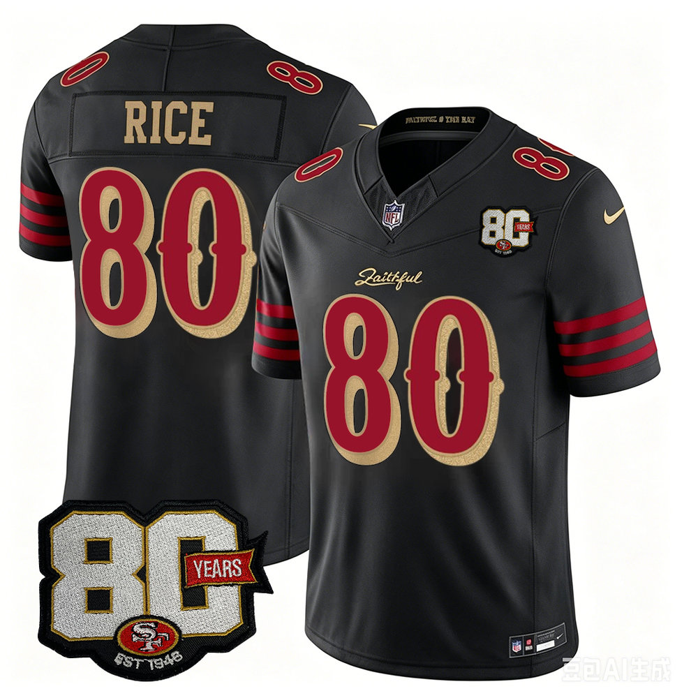 Youth San Francisco 49ers #80 Jerry Rice Black 80 Anniversary Rivalries Collection Vapor F.U.S.E. Limited Jersey Youth San Francisco 49ers #80 Jerry Rice Black 80 Anniversary Rivalries Collection Vapor F.U.S.E. Limited Jersey