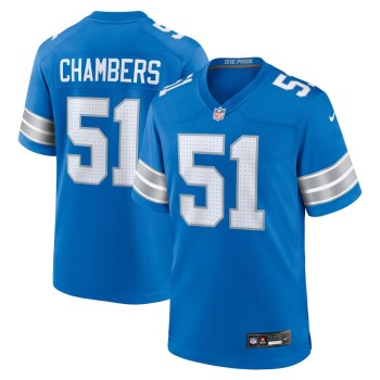 Men's Detroit Lions Steele Chambers  Blue Game Jersey