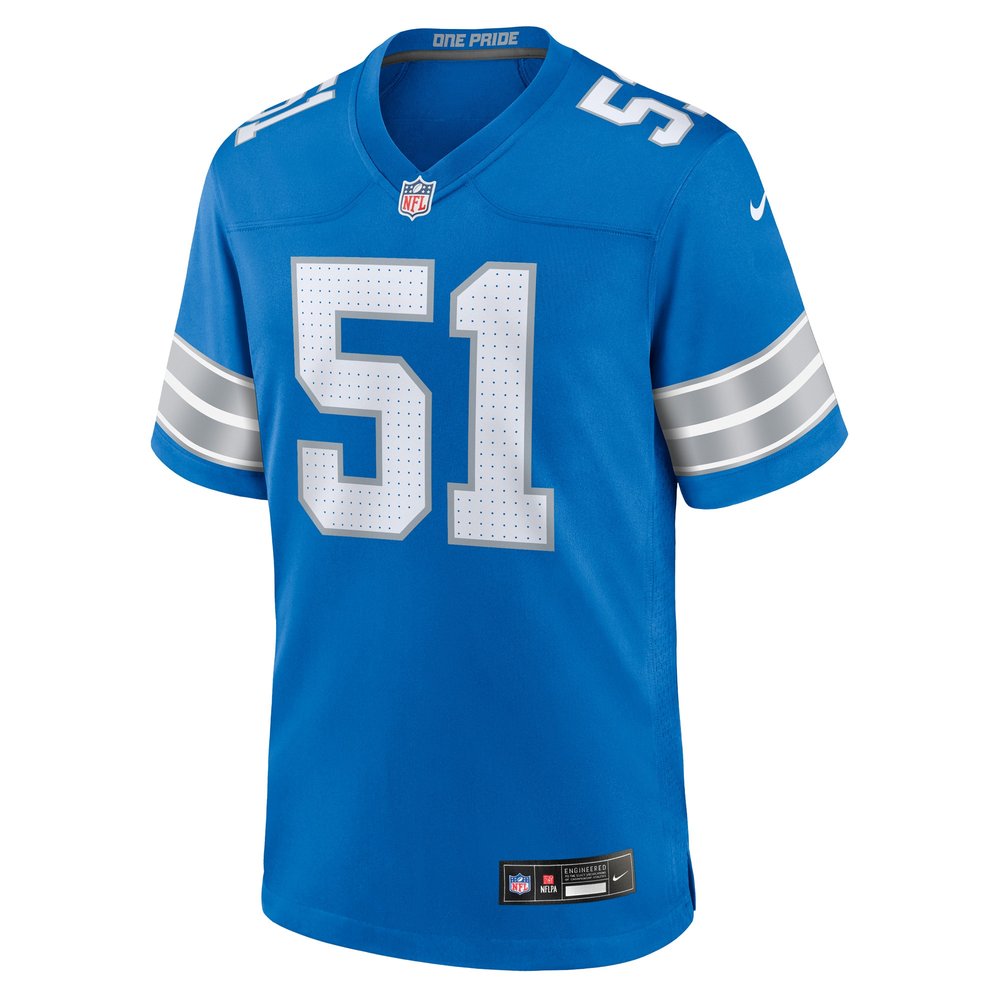 Men's Detroit Lions Steele Chambers  Blue Game Jersey