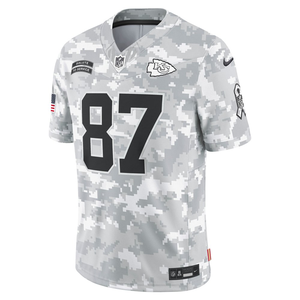 Men's Kansas City Chiefs #87 Travis Kelce Arctic Camo 2024 Salute to Service Limited Jersey