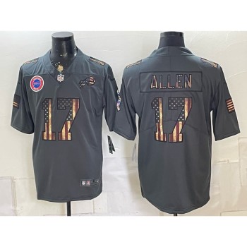 Men's Buffalo Bills #17 Josh Allen Grey USA Flag Vapor Limited Jersey