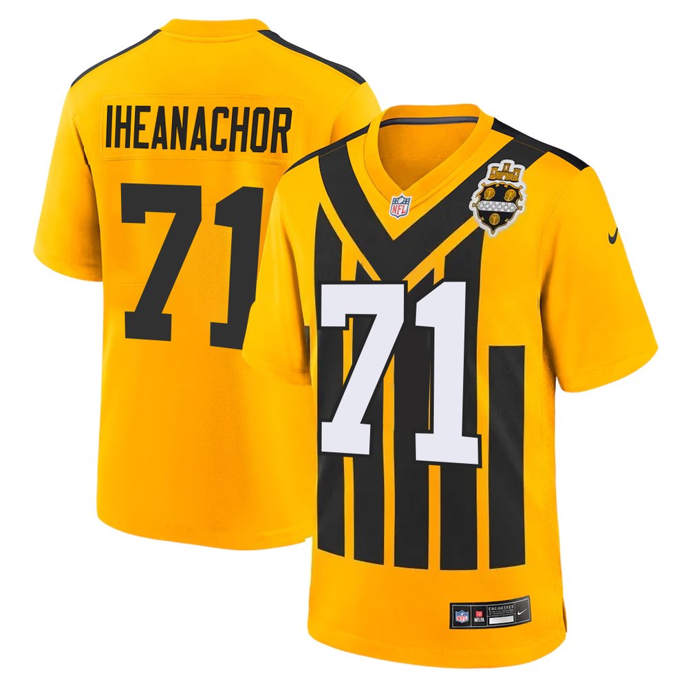 Youth Pittsburgh Steelers #71 Max Iheanachor Gold 2026 NFL Draft Game Jersey