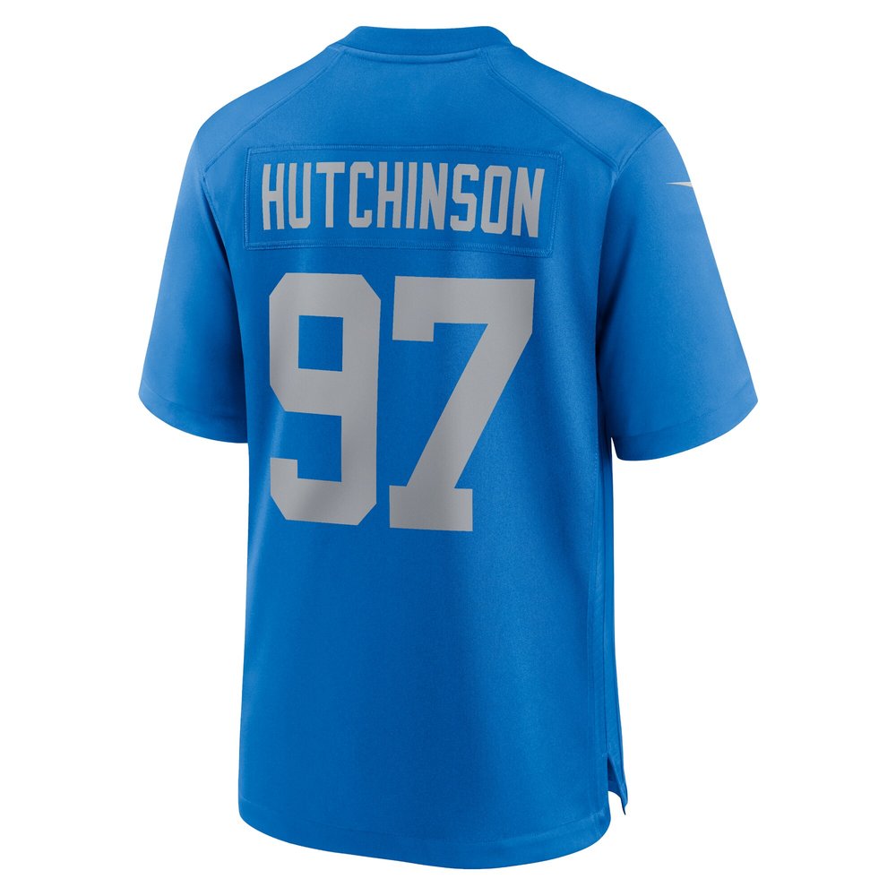 Men's Detroit Lions #97 Aidan Hutchinson Blue Alternate Game Jersey
