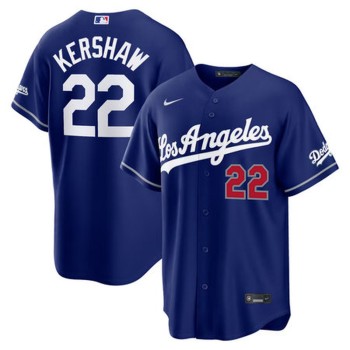 Men's Los Angeles Dodgers #22 Clayton Kershaw Nike Royal Alternate Stadium Jersey Men's Los Angeles Dodgers #22 Clayton Kershaw Nike Royal Alternate Stadium Jersey