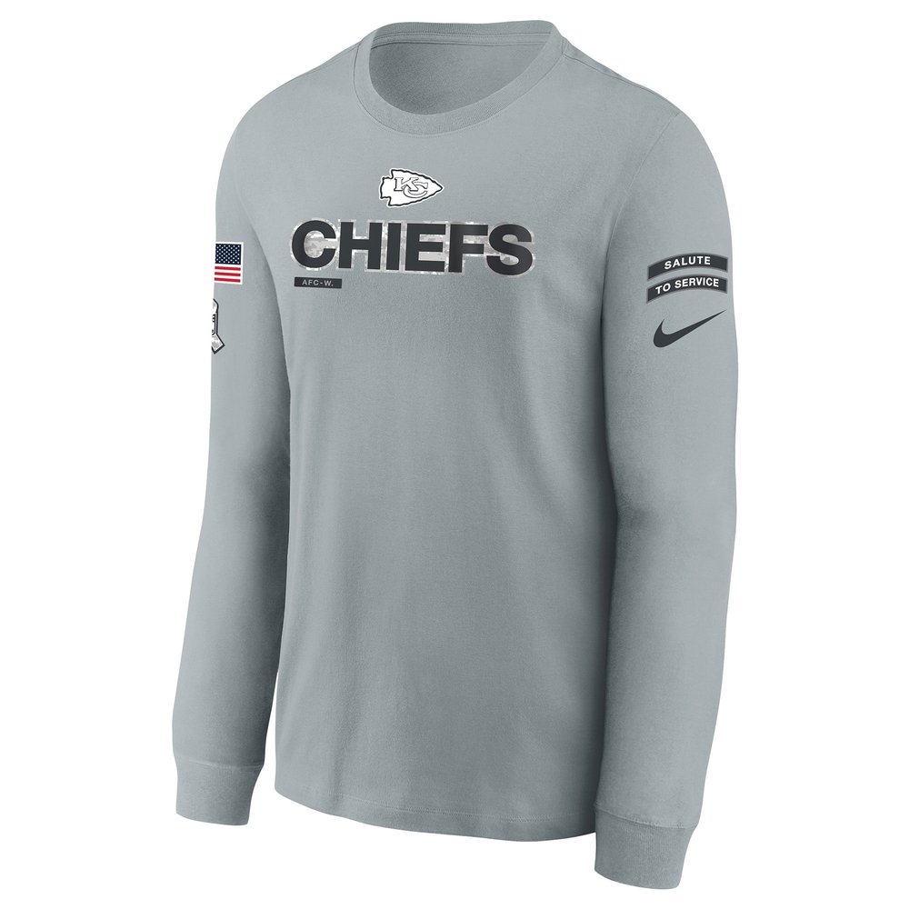 Youth Kansas City Chiefs Gray 2024 Salute To Service Long Sleeve T-Shirt Youth Kansas City Chiefs Gray 2024 Salute To Service Long Sleeve T-Shirt